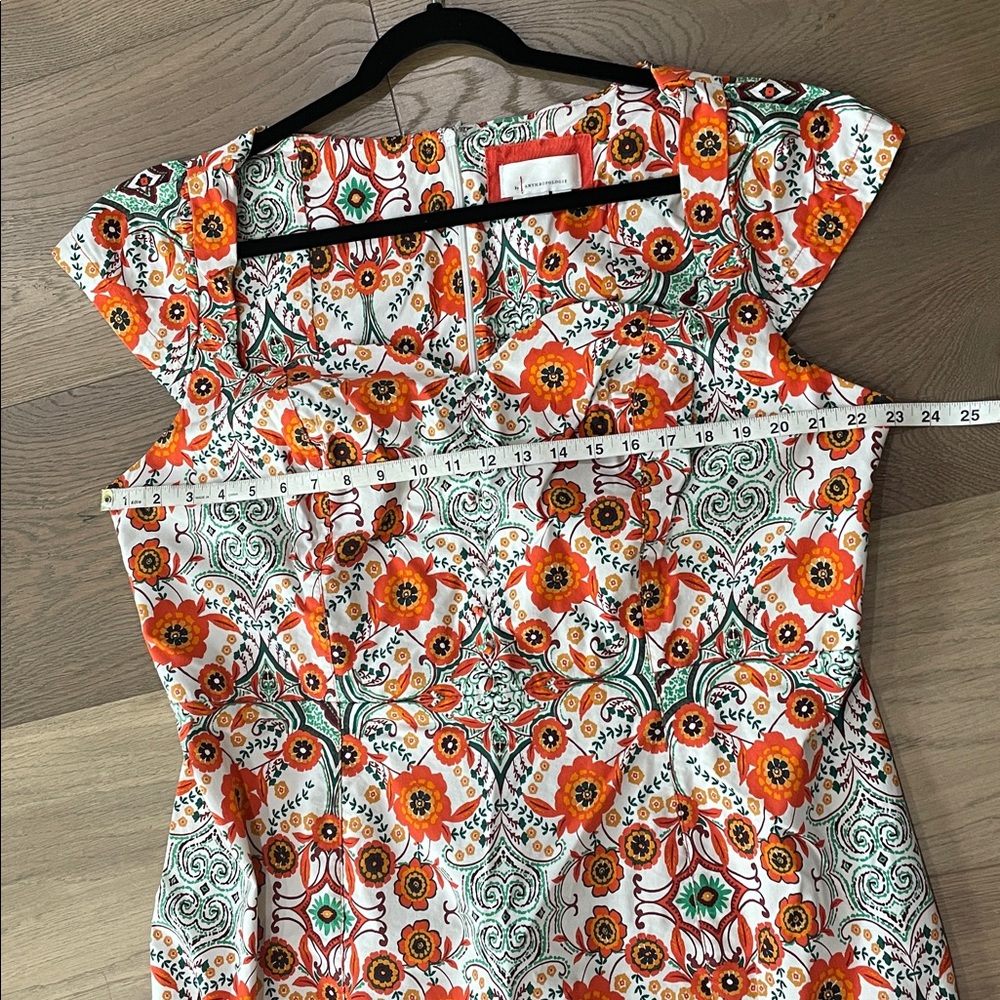 Anthropologie Mosaic Floral Midi Dress in Red, Green, Cream - Picture 15 of 15